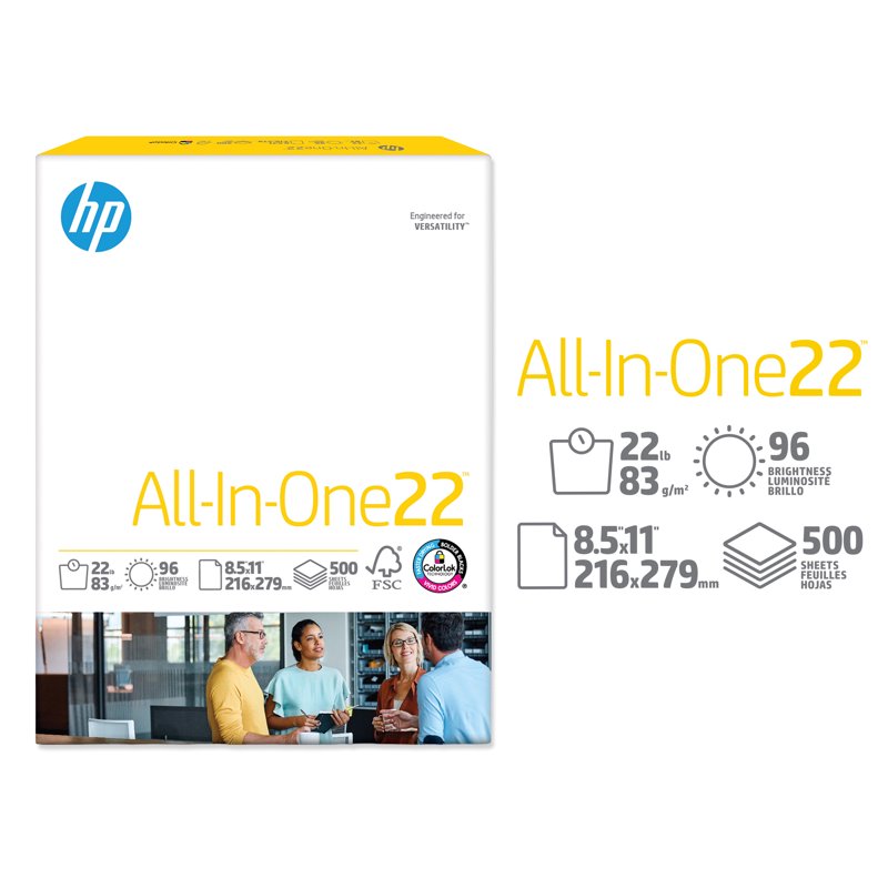 HP All In One22 Printer Paper 8.5 x 11 22lb Bright White Ream