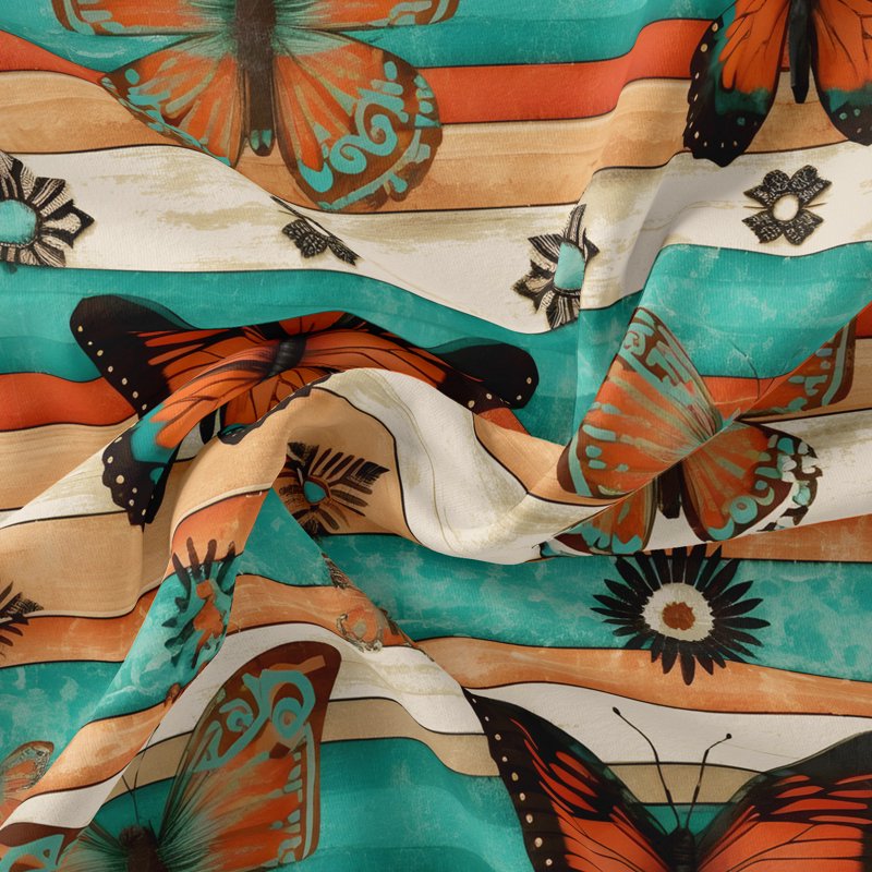 Cotton Quilt Fabric - Butterfly Woodwork Multicolor 44-Inch Precut