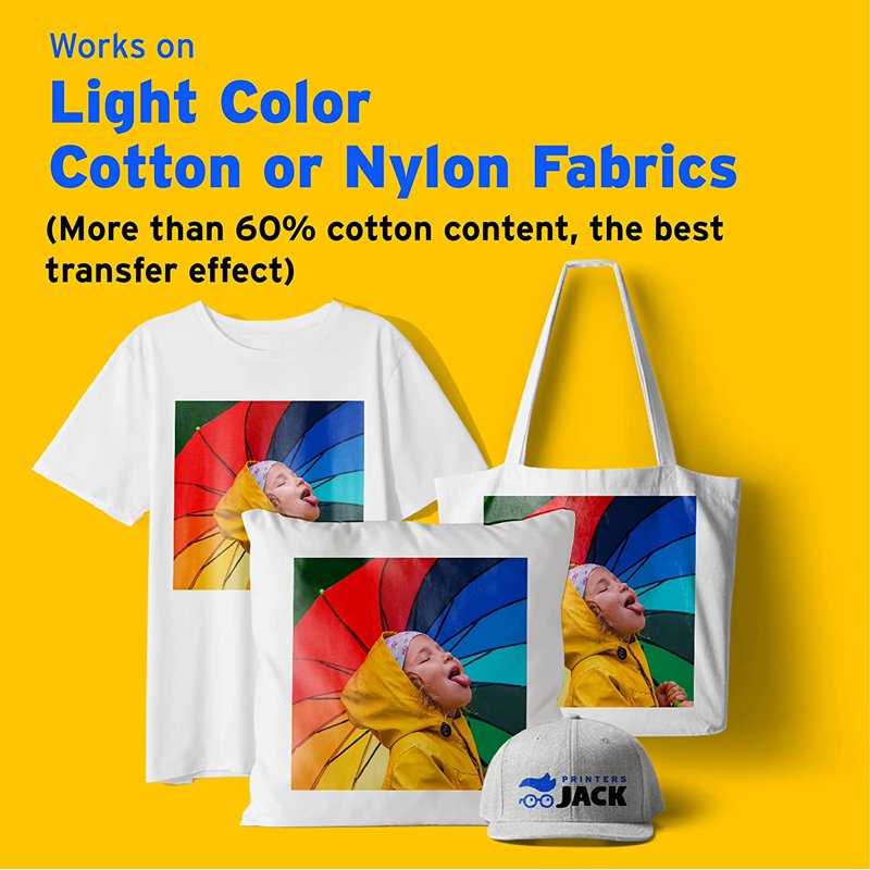 Iron-On Transfer Paper for Light Fabrics - 20 Sheets, 8.3x11.7 Inches