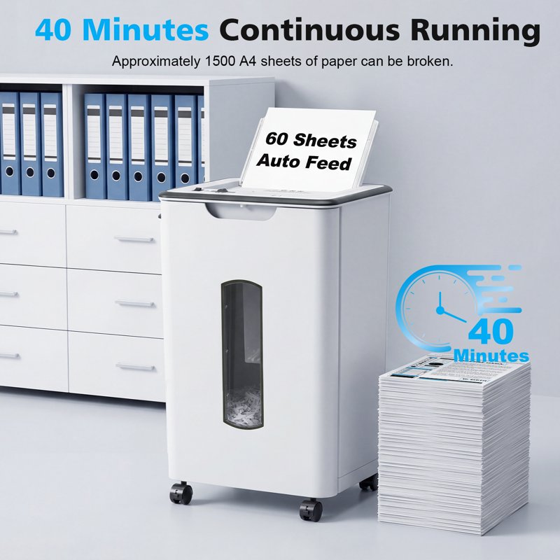 Cross Cut Paper Shredder 60 Sheets with 5.8-Gallon Bin, CD & Credit Card Slot