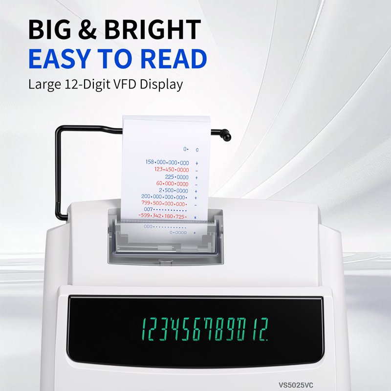 12-Digit Business Printing Calculator with Thermal Printing & Fluorescent Display