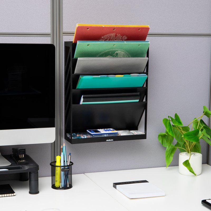 Vertical File Storage Organizer Wall Mount 5-Tier Desktop Office Drawer