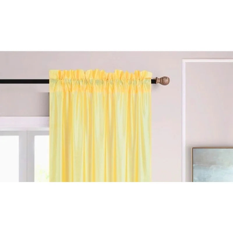 Semi-Sheer Faux Silk Window Curtains Set - Light Filtering & Privacy, 84 Inch Length
