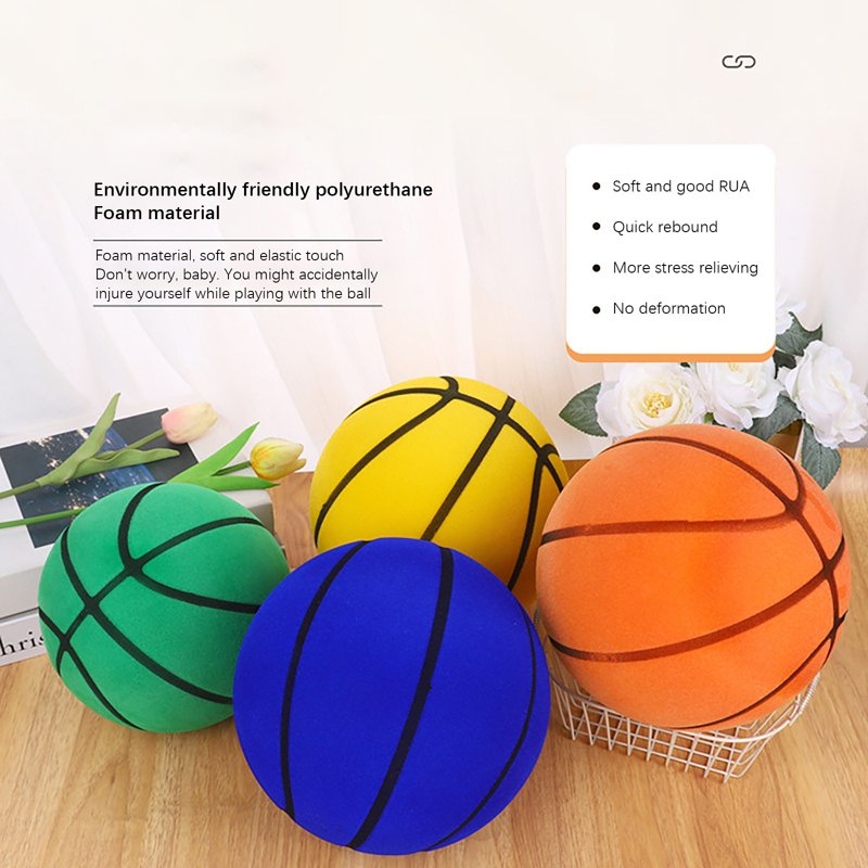 Silent Foam Basketball 7 Inch No Noise Indoor Dribbling Training Ball for Skill Development — Blue
