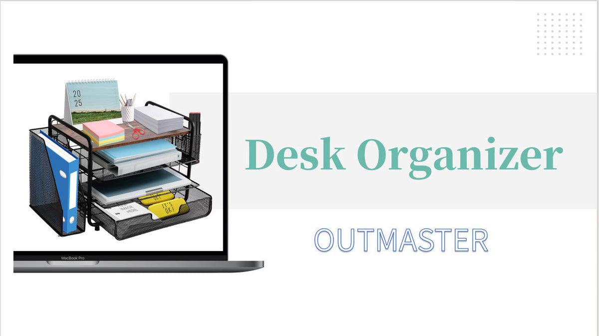 4-Tier Metal Desk Organizer with Drawers Pen Holder and File Rack