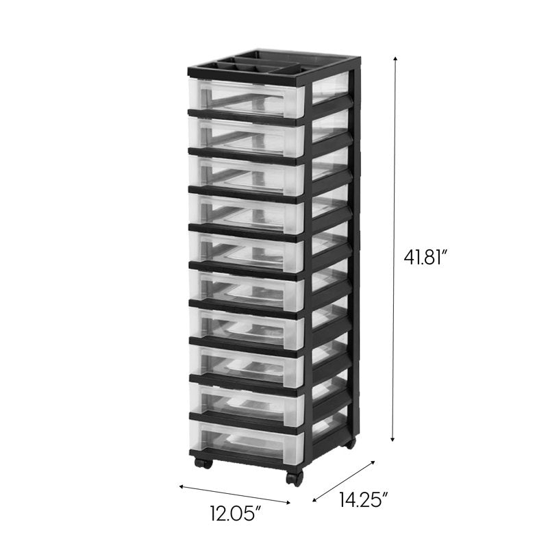 Multi-Purpose Plastic Storage Cart with Rolling Casters for Home & Office