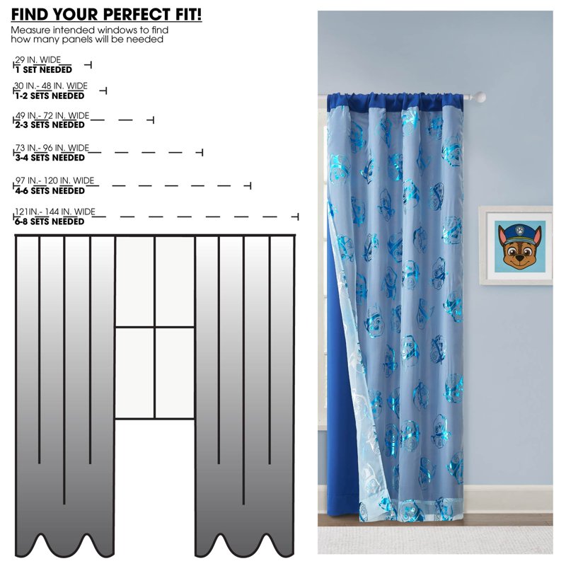 Kids Blackout Curtain Panel with Sheer Layer - Paw Patrol Character Options