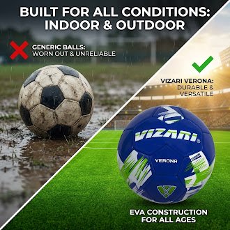 (3 Pack) Vizari Verona Soccer Ball - Sizes 3 4 5 - Durable TPS Shell, Reinforced Bladder - Indoor & Outdoor - Blue/White/Green