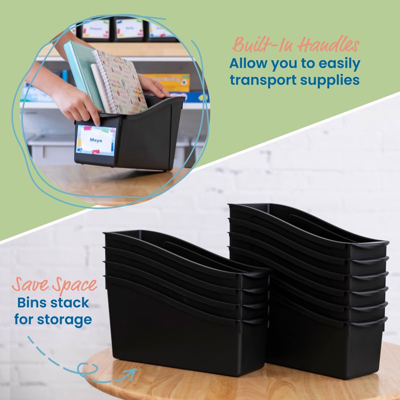 Multipurpose Plastic Storage Book Bins - 10-Pack Classroom & Home Organization