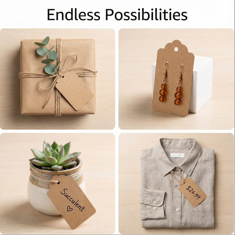 100pcs Kraft Paper Gift Tags with String - Rustic Wedding & Holiday Labels