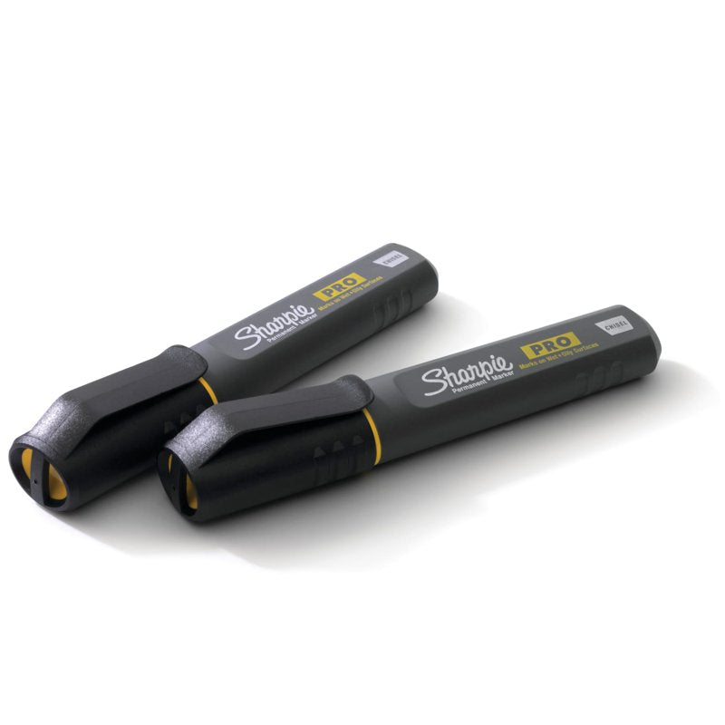 Professional Chisel Tip Permanent Markers - Black, 2 Pack for Heavy Duty Use
