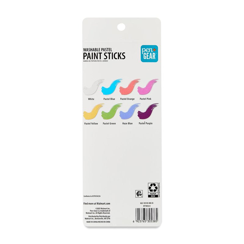 Kids Washable Paint Sticks Set - 8 Bright Pastel Colors, Non-Toxic Art Supplies