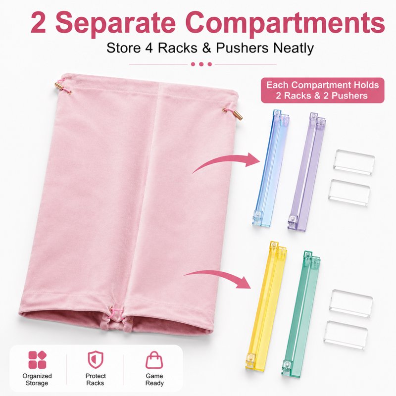 Velvet Mahjong Rack Storage Bag with 2 Compartments for 4 Racks & Pushers