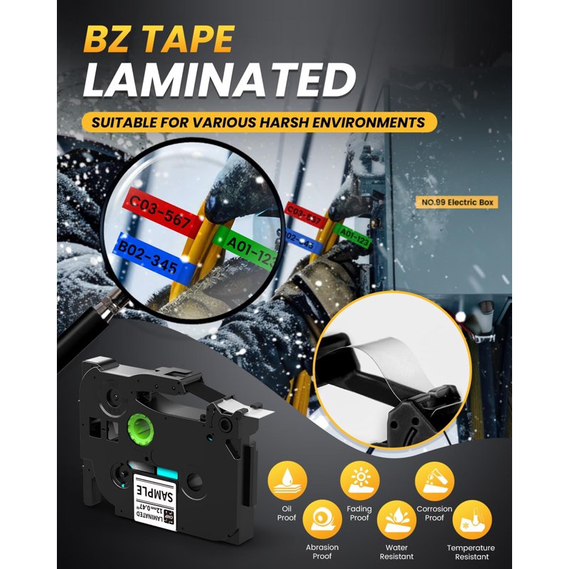 Industrial Label Maker with QWERTY Keyboard & 4 Tape Rolls - Fast Durable Label Printing