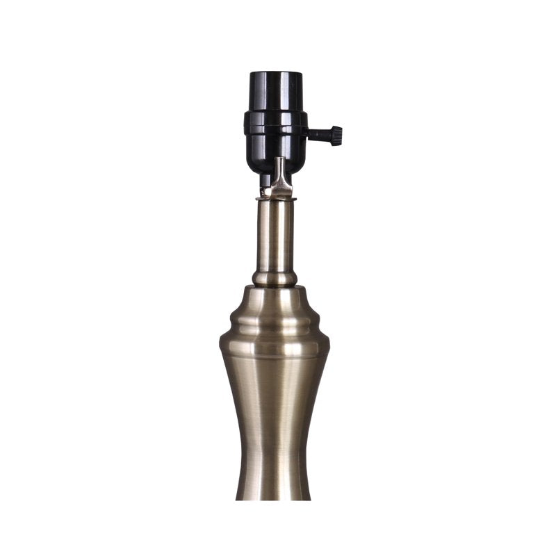 Table Lamp Base with AC Outlet - Brass Finish, 18.75 Inch Modern Desk Light
