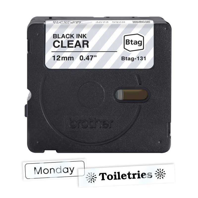 Brother Genuine Black on Clear Label Tape - ½ inch x 13.1 ft for P-touch Label Makers