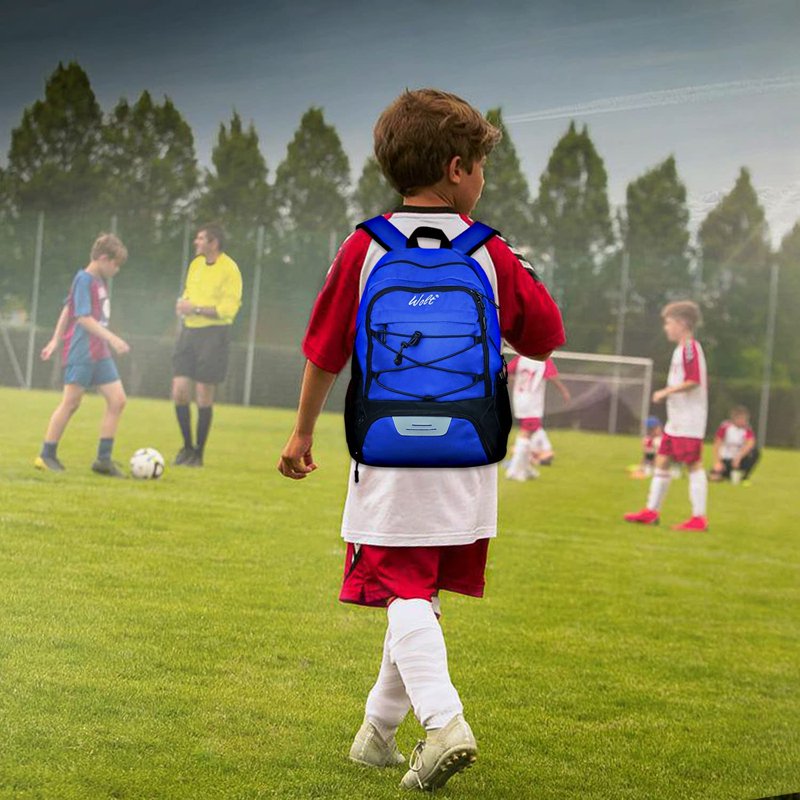 WOLT Youth Soccer Backpack Bag with Ball Holder - Polyester Blue (Variation: Blue)