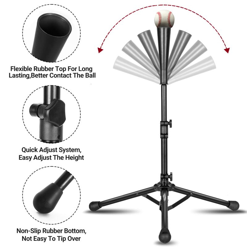 Adjustable Baseball Batting Tee with Tripod Stand - Softball & Baseball Practice Aid