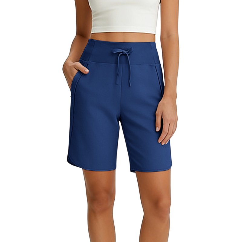 Women's Bermuda Shorts with Pockets - Knee Length, Stretchable, Summer Comfortable Drawstring Shorts