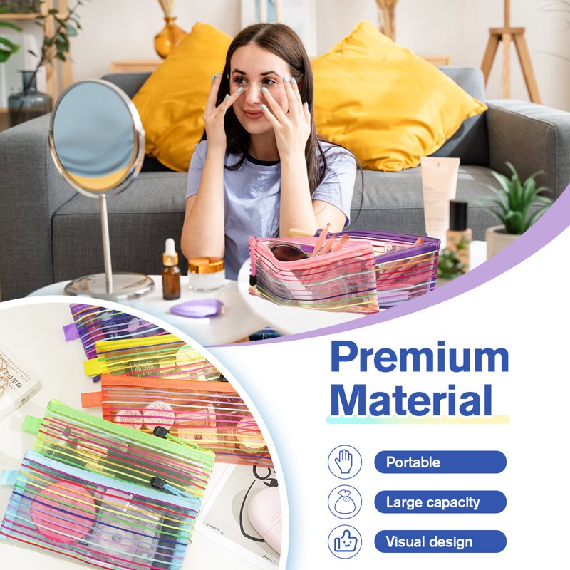 Mesh Zipper Pouch Bags Set - Waterproof Small Storage Organizers, 10 Colors
