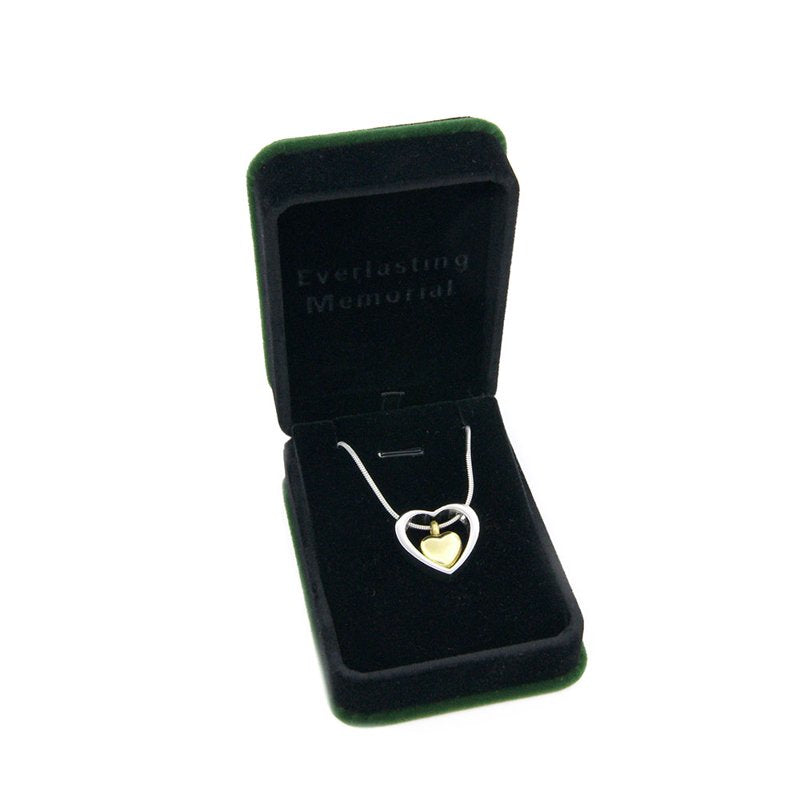 Floating Heart Cremation Jewelry Necklace with Keepsake Pendant - Multiple Colors