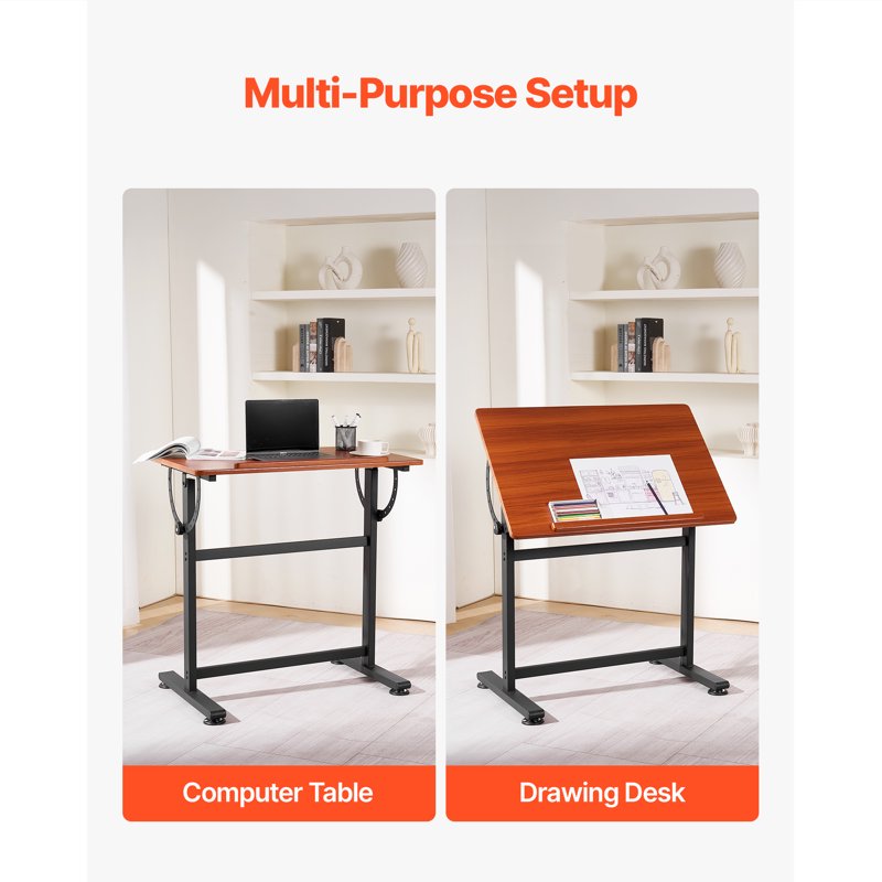 Adjustable Drafting Table with Tilt from 0° to 90° for Artists and Creatives