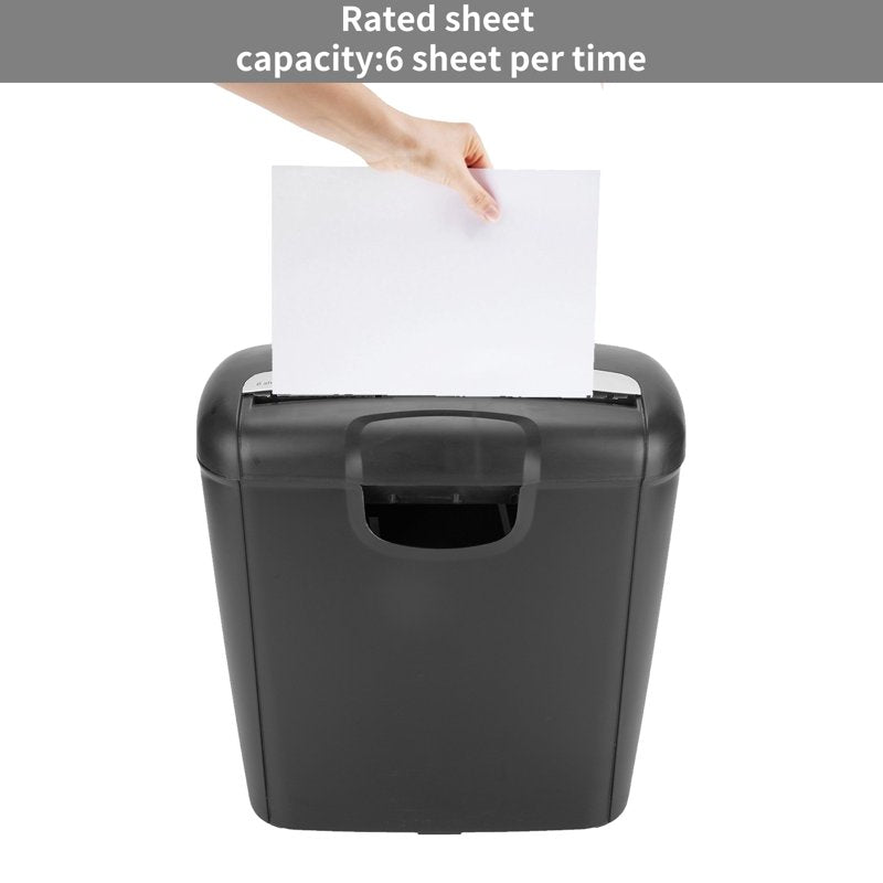 6-Sheet Cross Cut Paper Shredder with 3 Gallon Bin for Office & Home, Black