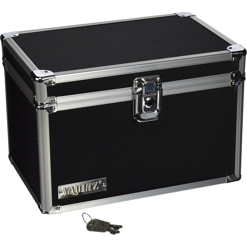 Heavy-Duty Locking Index Card File Box Holds 550 Cards Aluminum & Steel