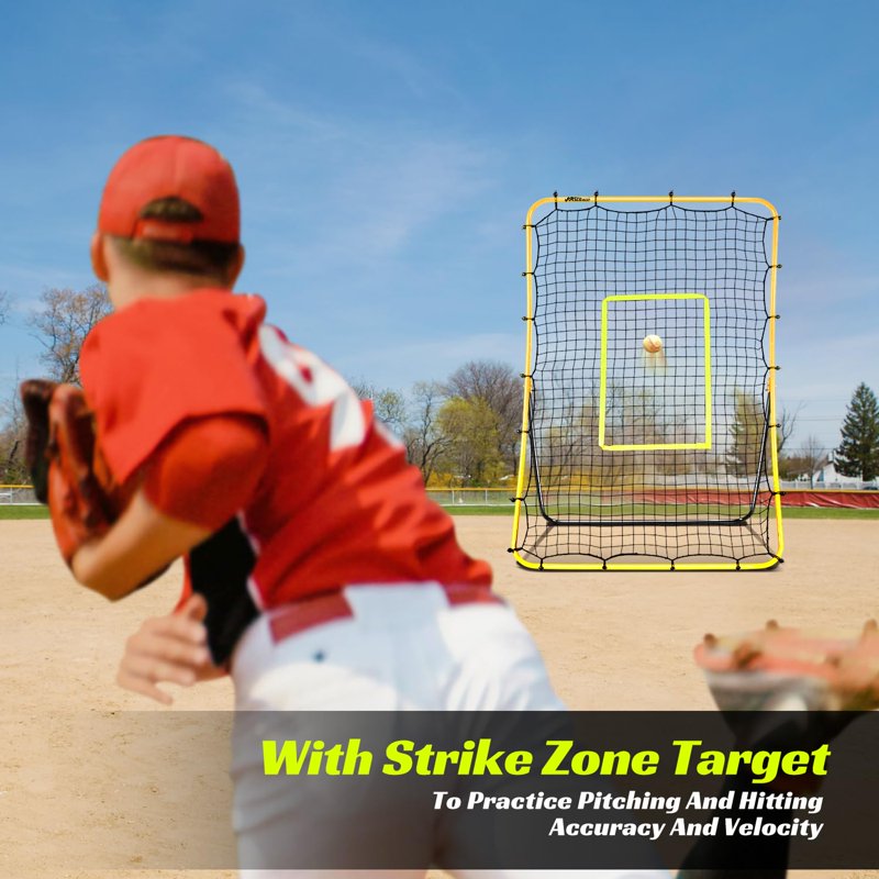 Baseball Rebound Net with 5 Adjustable Angles, 68 x 44 inches, Weather-Resistant Training Equipment