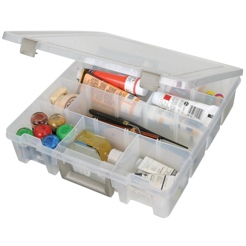 ArtBin Super Satchel Storage Box with 6 Compartments, Translucent Plastic Organizer