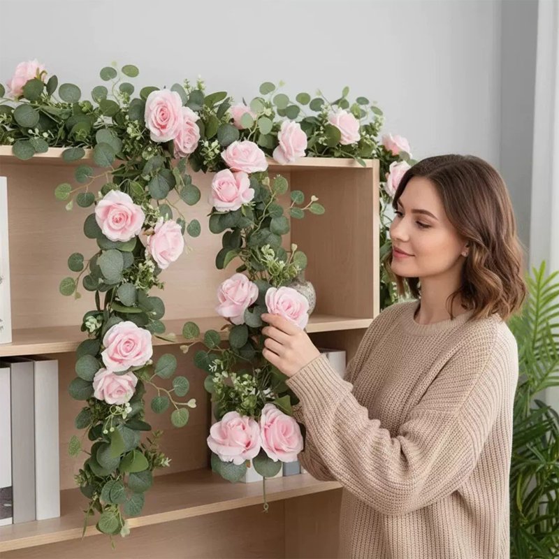 Artificial Rose Garland 5.7FT for Wedding & Party Decoration Pink