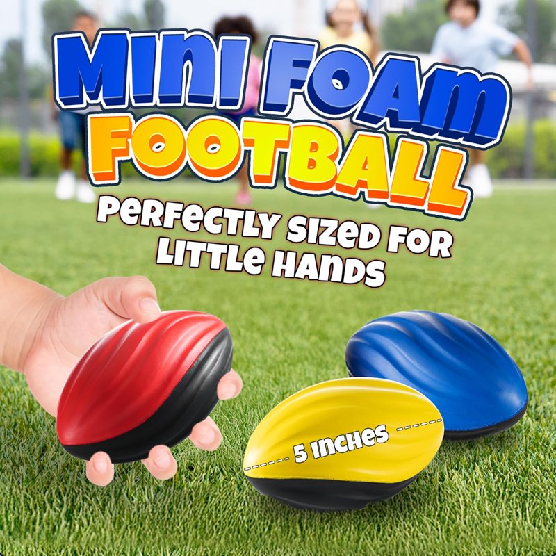 Mini Foam Footballs Set - 3 Pack 5-Inch Soft Indoor Outdoor Sports Toys