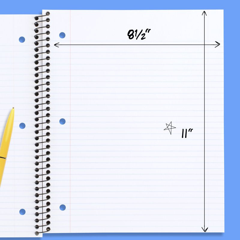 3 Subject Spiral Notebook - College Ruled, 8.5 x 11 Inches, Black Poly Cover