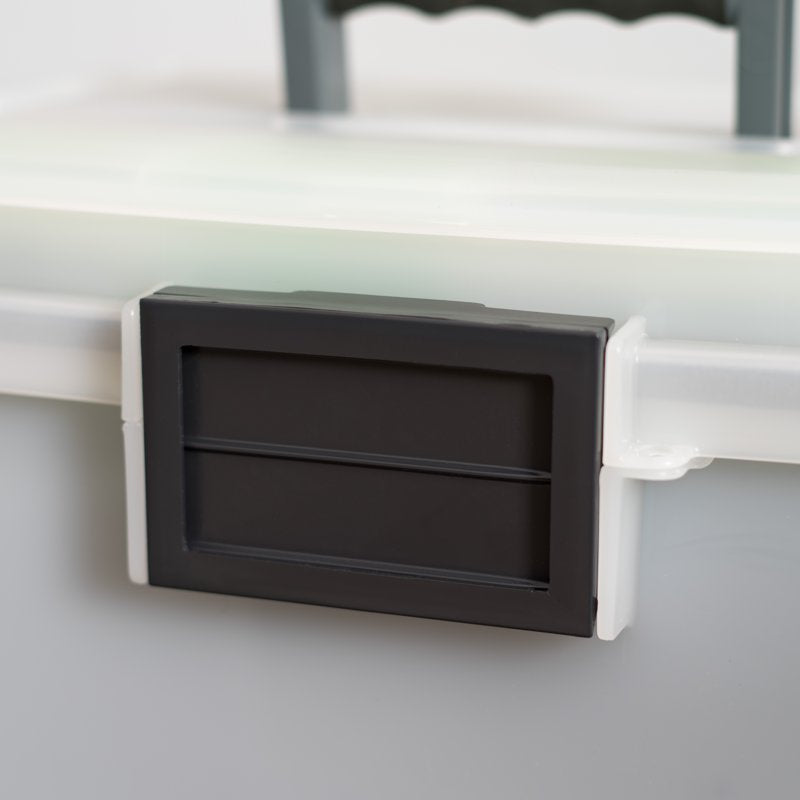Portable Letter Size Plastic File Box with Secure Lid and Organization Dividers
