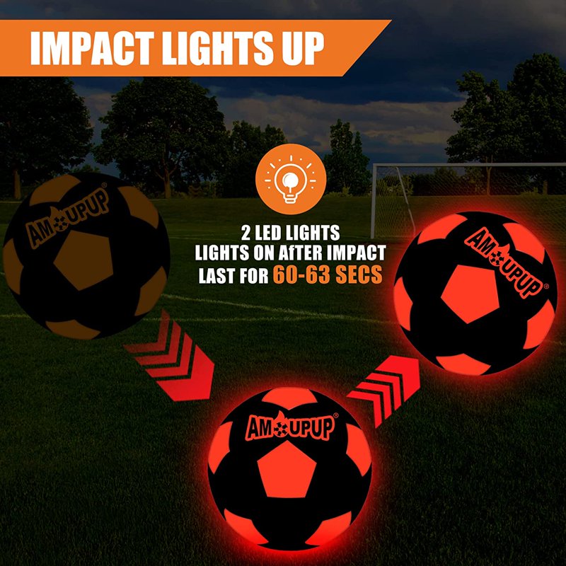Glow in The Dark Soccer Ball with LED Lights Kids Indoor & Outdoor Toy