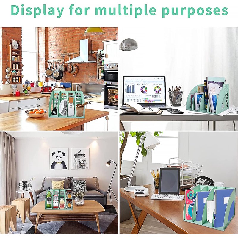 Desktop File Organizer with 4 Compartments - Office & Home Desk Storage