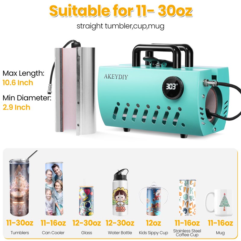 30oz Mug Heat Press Machine for Sublimation & Tumblers - Portable DIY Cup Transfer