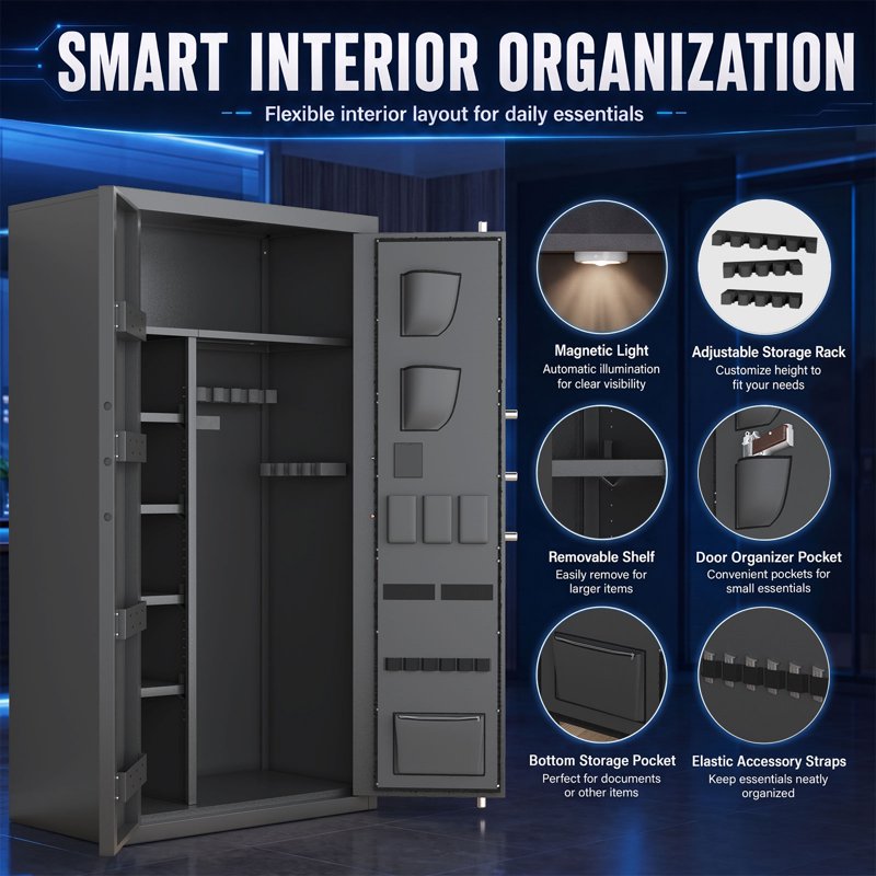 Large Steel Security Safe with Digital Touch Keypad & Double Doors