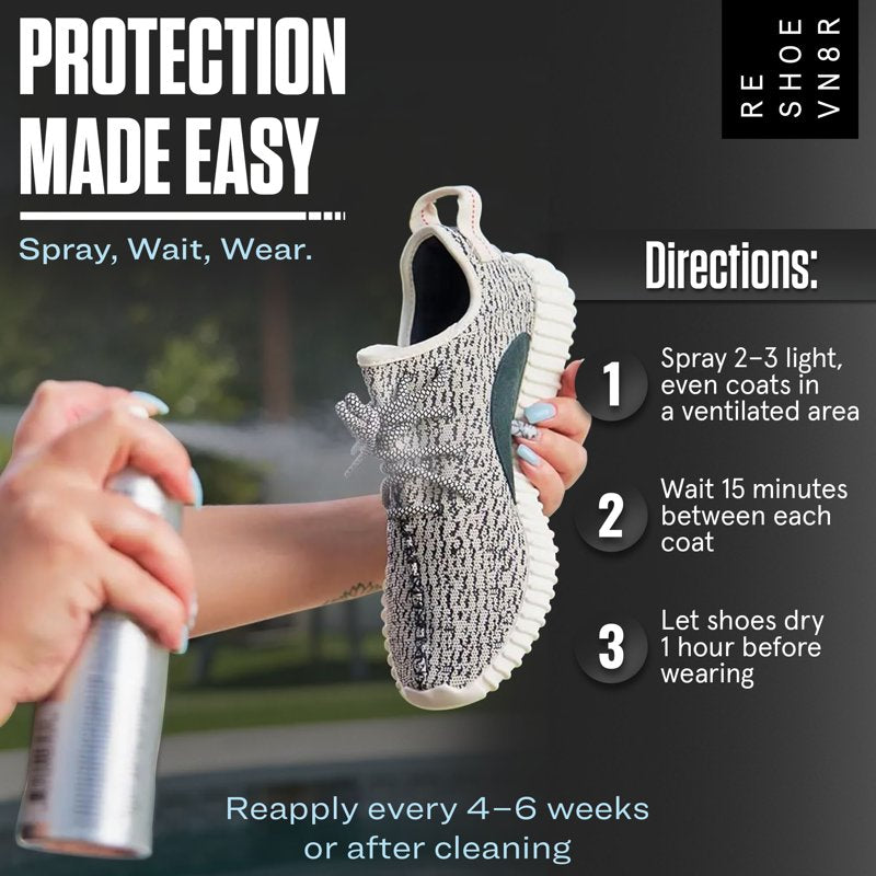 Waterproof Shoe Protector Spray - 6.5oz Stain & Rain Repellent for Sneakers and Light Leather