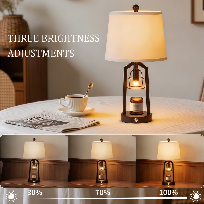 Farmhouse Candle Warmer Table Lamp with Touch Control & 3-Way Dimming - Black 23"