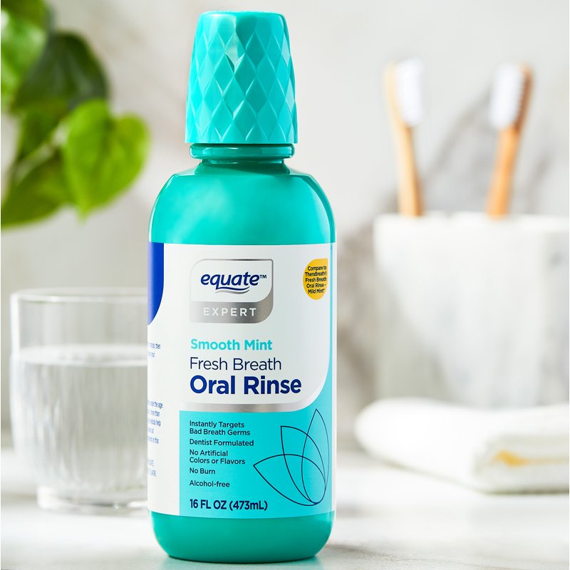 Multi Pack Alcohol-Free Mint Mouthwash for Fresh Breath - 3 x 16 Fl Oz