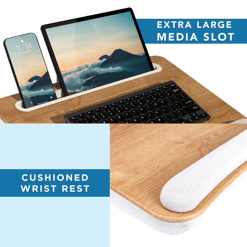 LapGear Portable Lap Desk with Cushion - Fits 15.6-Inch Laptop, White Oak Woodgrain (Variation: White Oak Woodgrain)
