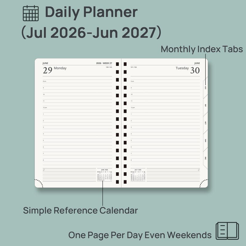 Academic Daily Planner 2026-2027, Spiral Hardcover, 5.75x8.5 Inch, Full Year Organizer