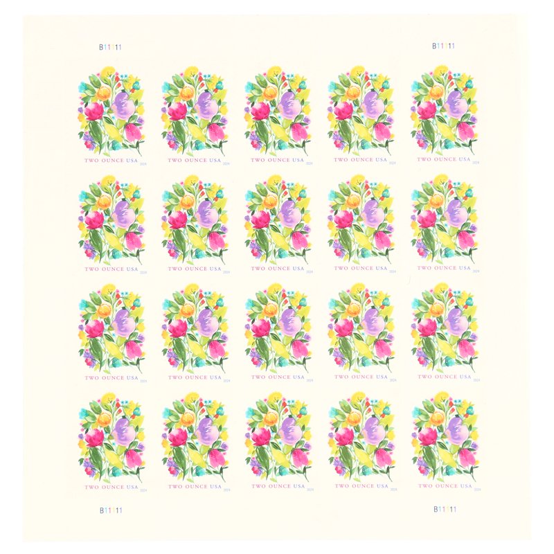 Wedding Blooms USPS 2oz Rate Postage Stamp Sheet of 20 - Celebrate Weddings & Special Occasions