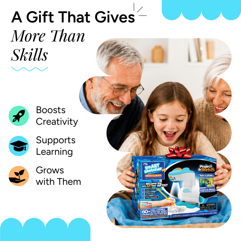 Kids Drawing Projector Bundle with Creativity Packs & Framed Paper