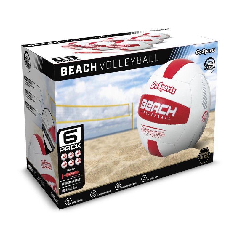 Outdoor Beach Volleyball Set 6 Pack - Regulation Size & Weight with Pump & Mesh Bag