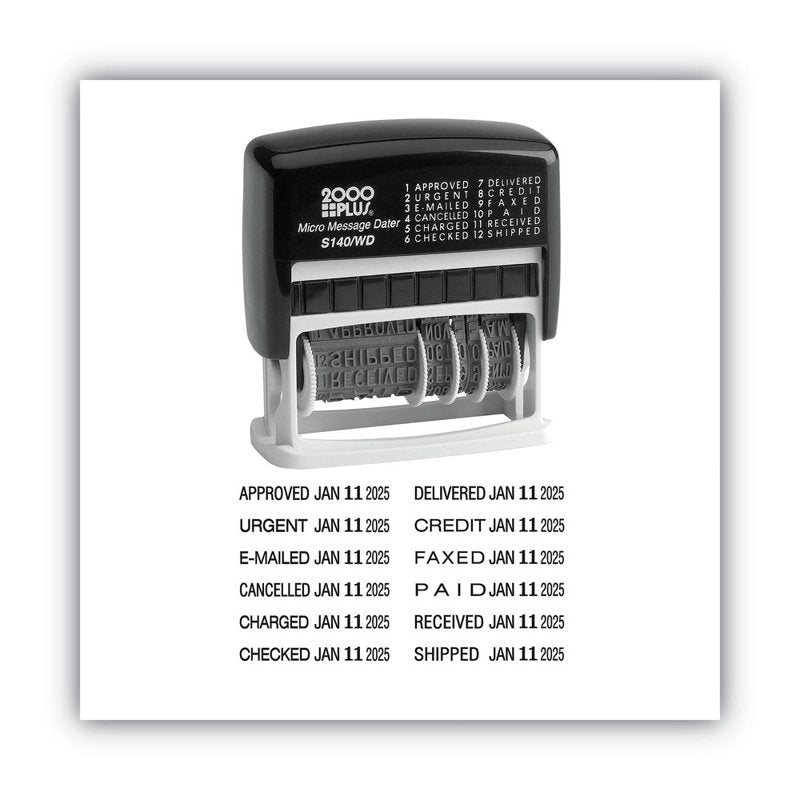 Self-Inking Micro Message Date Stamp with Business Phrases - Cosco 2000 Plus