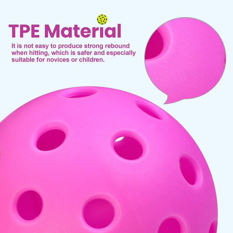 Hot Pink 40-Hole Soft TPE Pickleball Balls for Indoor Practice - Wigonda, 6 Pack Variation