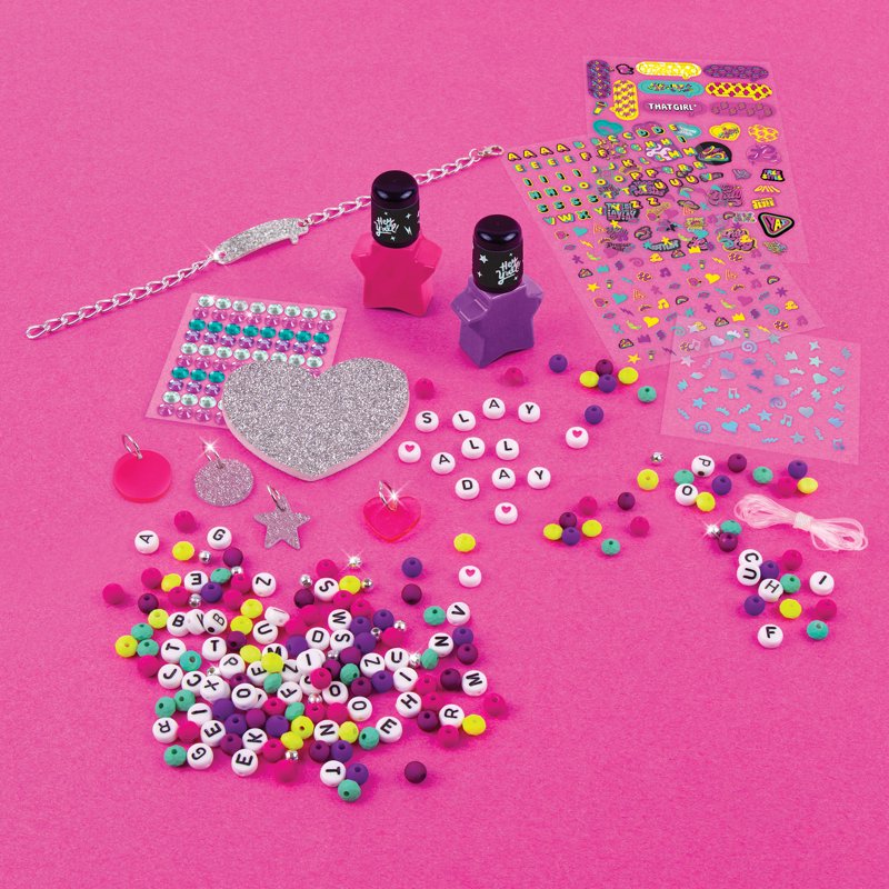 DIY Nail Art & Bracelets Kit for Kids - Create 6 Custom Jewelry & Nails