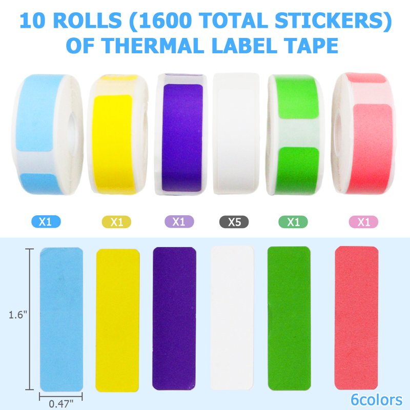 Thermal Label Tape 12x40mm - Waterproof, Oil-Resistant, 10 Rolls for Label Makers